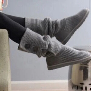 UGG Classic Gray Cardy II Knit tall foldable Boots